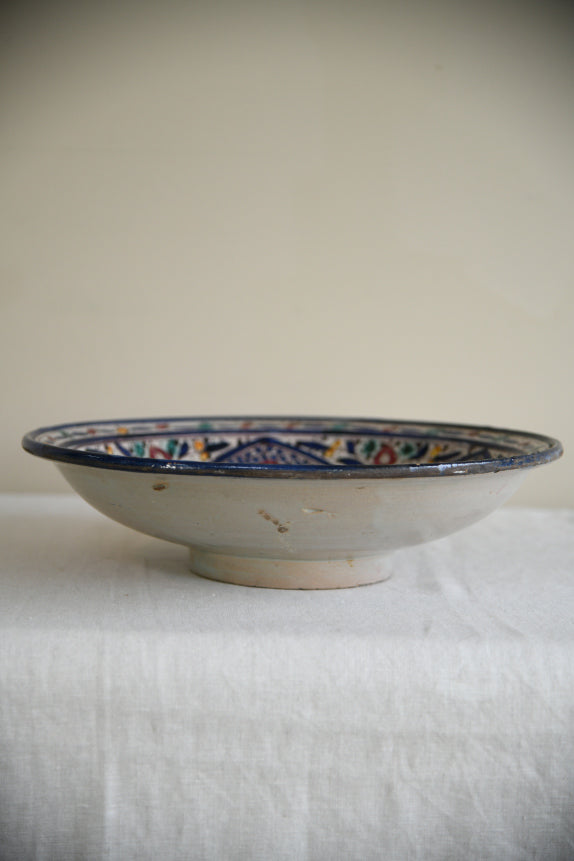 Large Polychrome Middle Eastern Glazed Pottery Bowl