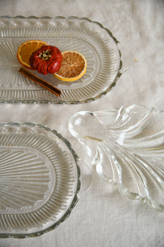 3 Vintage Glass Platters