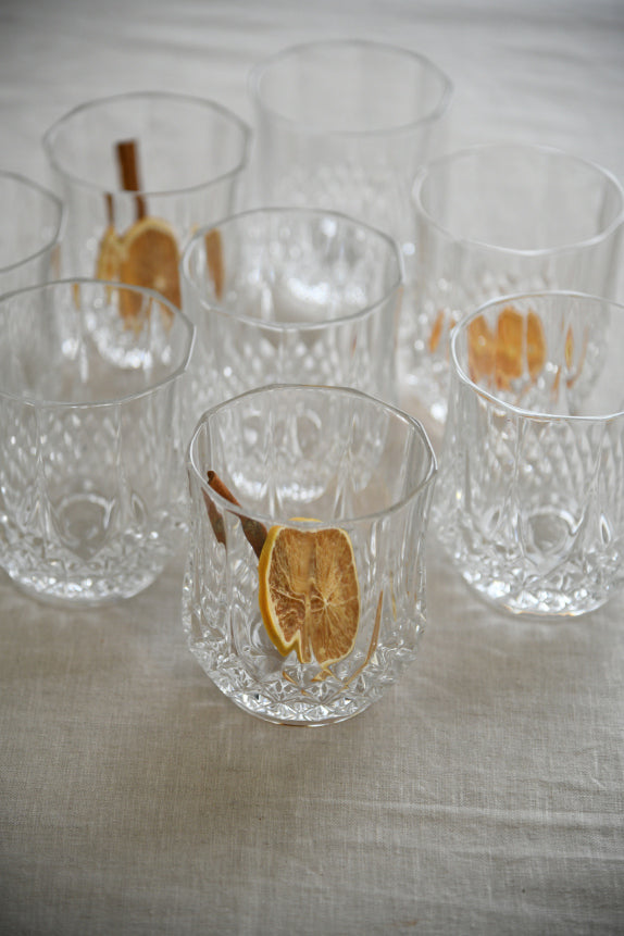 8 Vintage Cristal D'arques Durand Longchamp Rocks Whiskey Tumblers Glasses