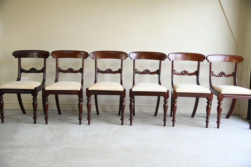 6 Antique Mahogany Bar Back Dining Chairs