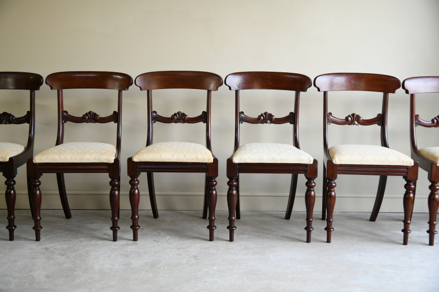 6 Antique Mahogany Bar Back Dining Chairs
