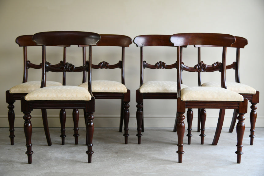 6 Antique Mahogany Bar Back Dining Chairs