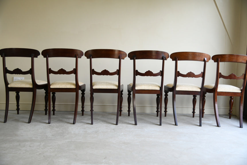 6 Antique Mahogany Bar Back Dining Chairs