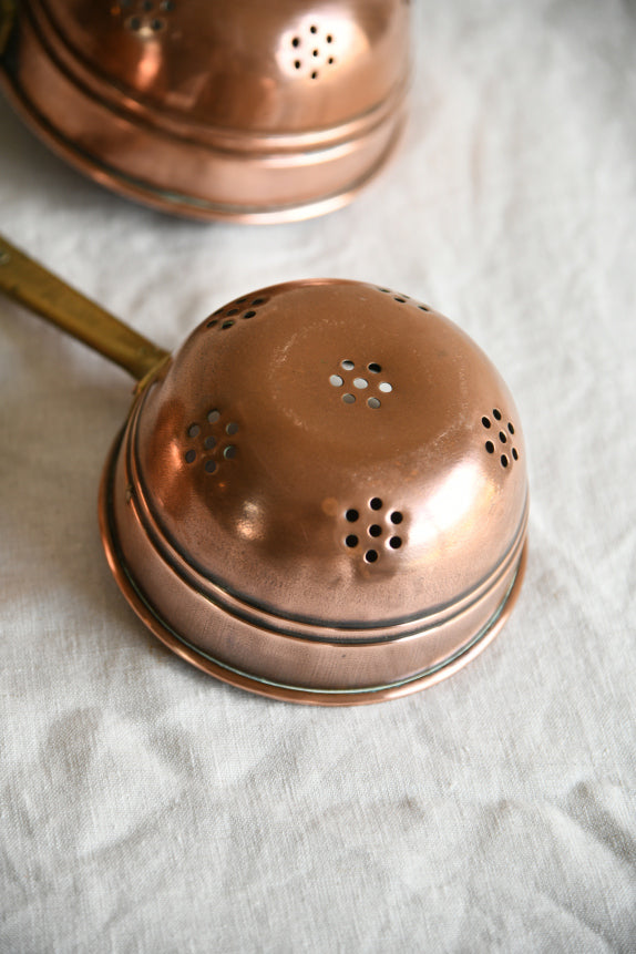 Vintage French Copper & Brass Graduated Colanders