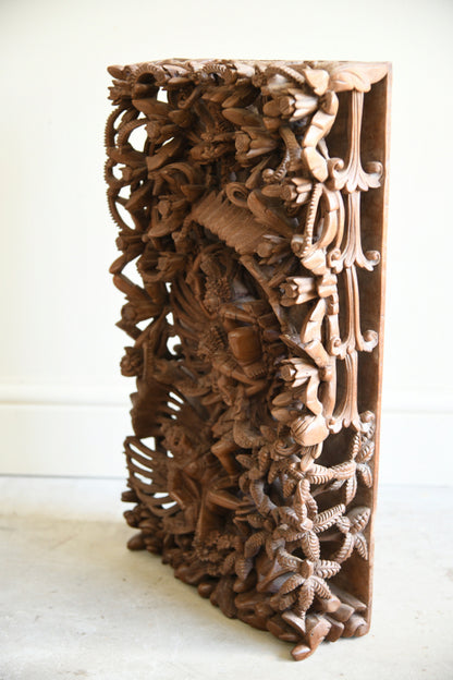 Large Balinese Carved Wood Panel Vishnu Riding Garuda