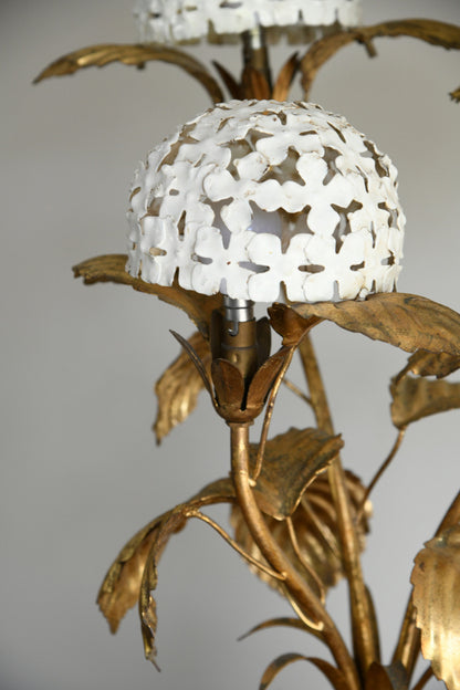 Vintage Italian White & Gold Hydrangea Table Lamp