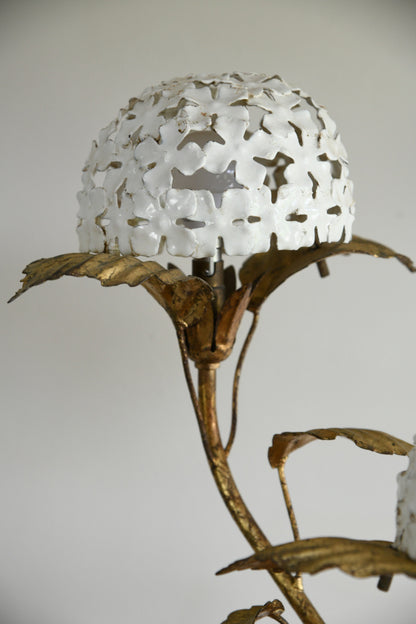Vintage Italian White & Gold Hydrangea Table Lamp