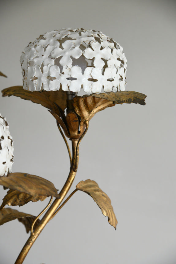 Vintage Italian White & Gold Hydrangea Table Lamp