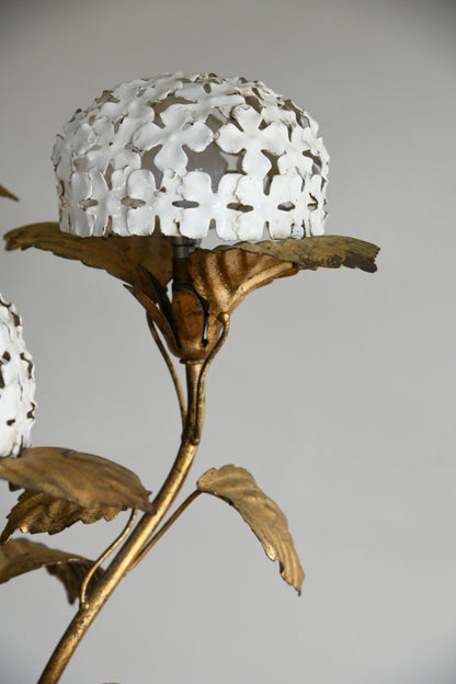 Vintage Italian White & Gold Hydrangea Table Lamp