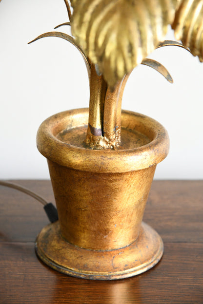 Vintage Italian White & Gold Hydrangea Table Lamp