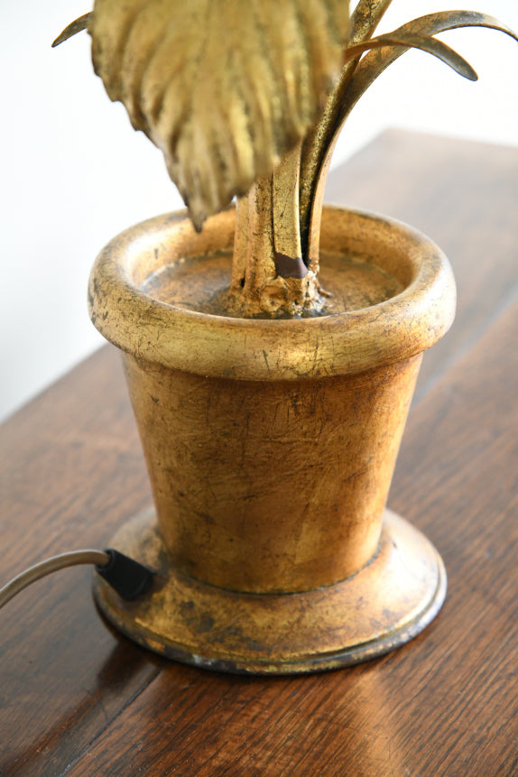 Vintage Italian White & Gold Hydrangea Table Lamp