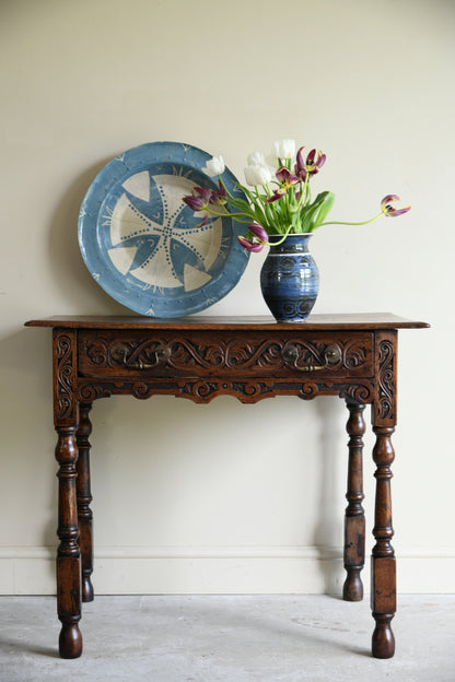 Antique Carved Oak Side Table