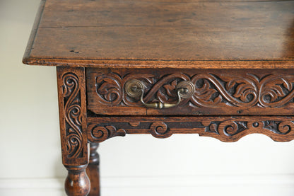 Antique Carved Oak Side Table