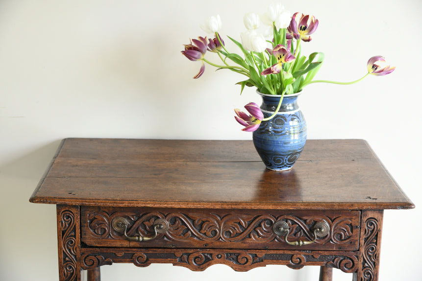 Antique Carved Oak Side Table