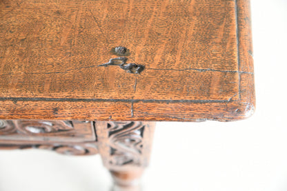 Antique Carved Oak Side Table