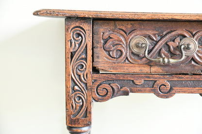 Antique Carved Oak Side Table