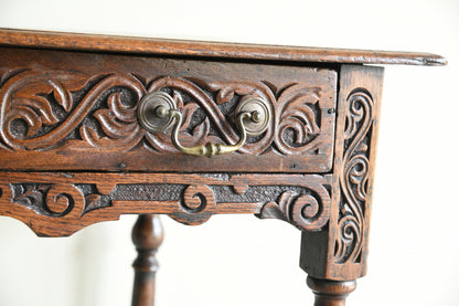 Antique Carved Oak Side Table