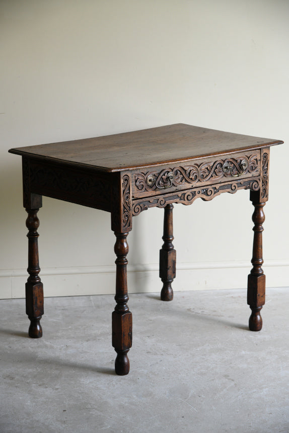 Antique Carved Oak Side Table