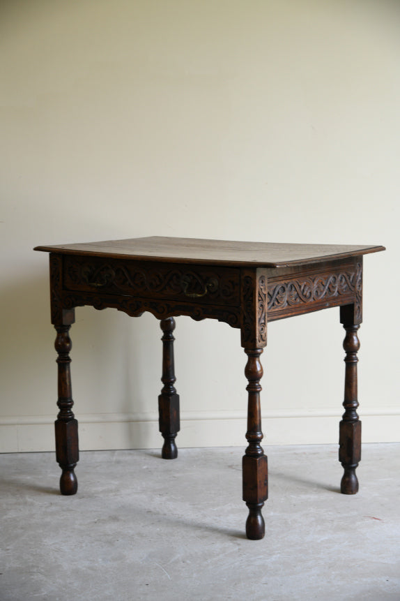 Antique Carved Oak Side Table