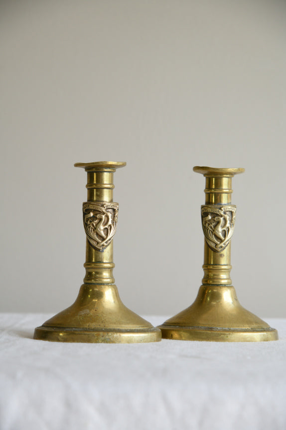 Pair Late 19th Century Brass Candlesticks