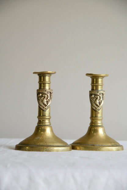 Pair Late 19th Century Brass Candlesticks