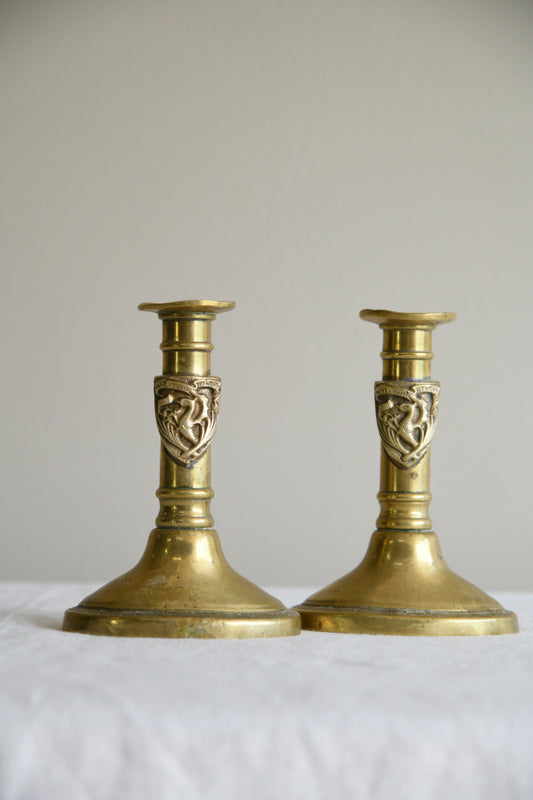 Pair Late 19th Century Brass Candlesticks