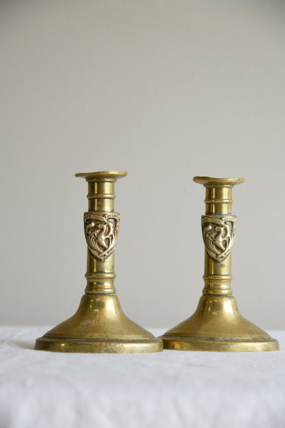 Pair Late 19th Century Brass Candlesticks