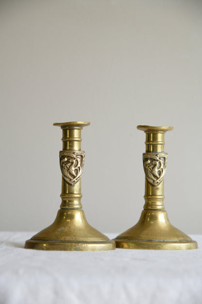 Pair Late 19th Century Brass Candlesticks