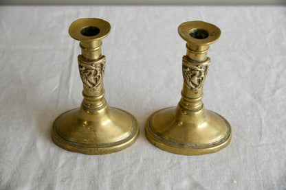 Pair Late 19th Century Brass Candlesticks