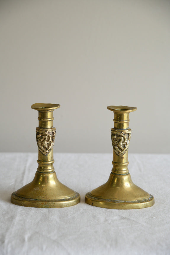 Pair Late 19th Century Brass Candlesticks