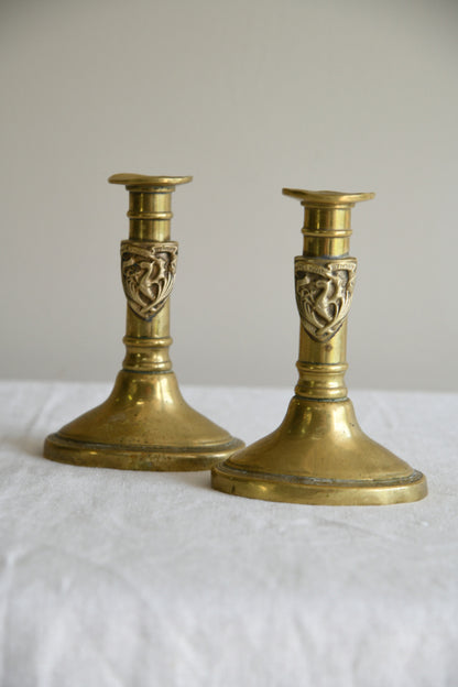 Pair Late 19th Century Brass Candlesticks