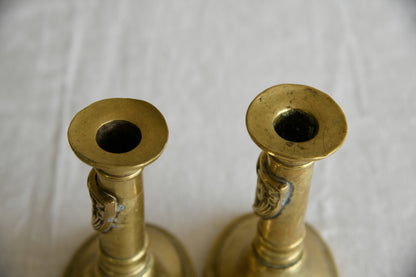 Pair Late 19th Century Brass Candlesticks