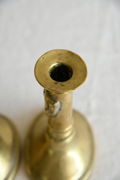 Pair Late 19th Century Brass Candlesticks