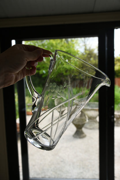 Etched Glass Water Jug & 6 Glasses