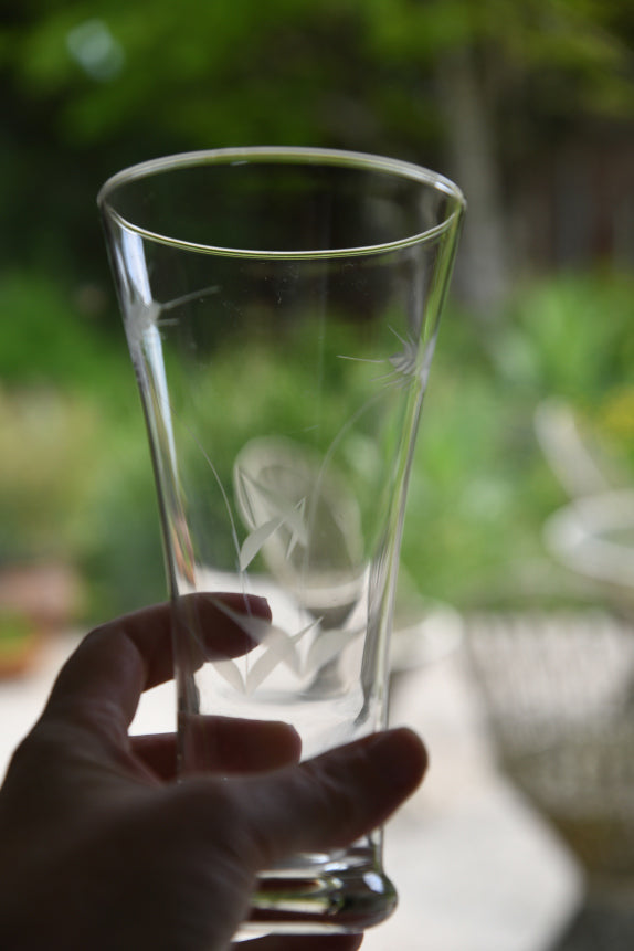 Etched Glass Water Jug & 6 Glasses