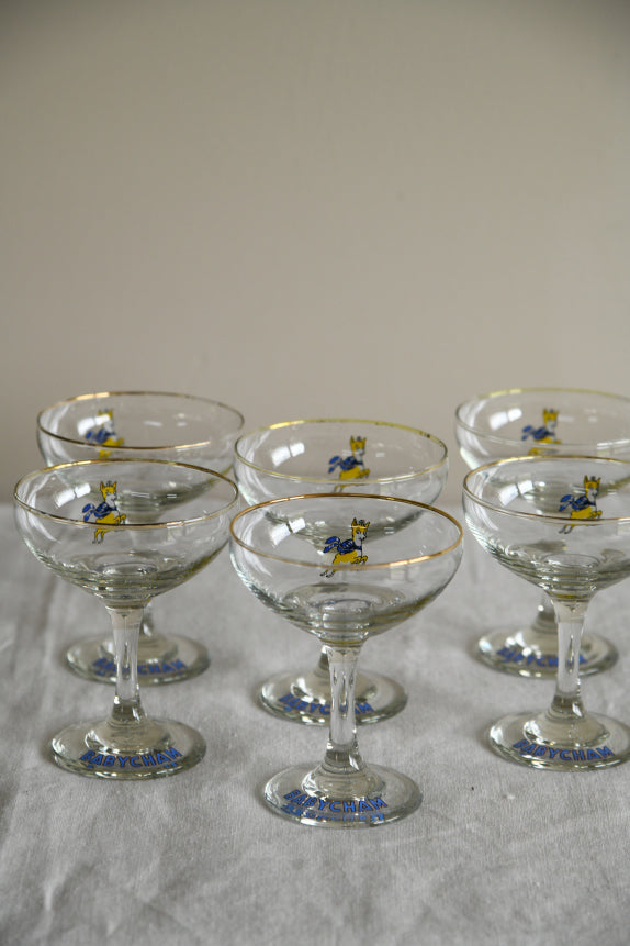 6 Vintage Babycham Glasses