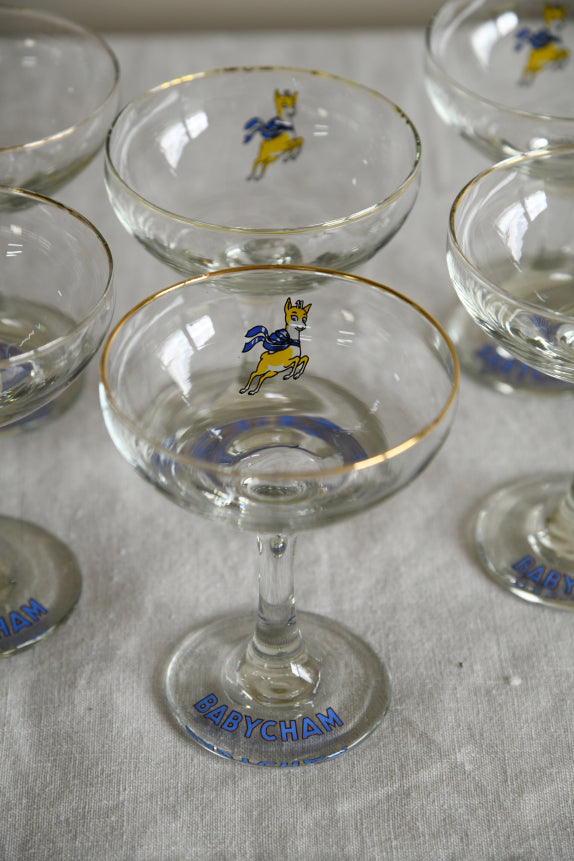 6 Vintage Babycham Glasses