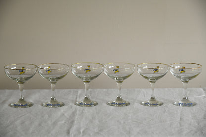 6 Vintage Babycham Glasses