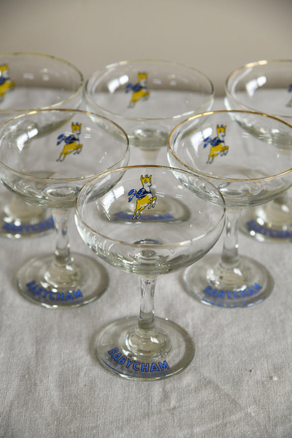 6 Vintage Babycham Glasses