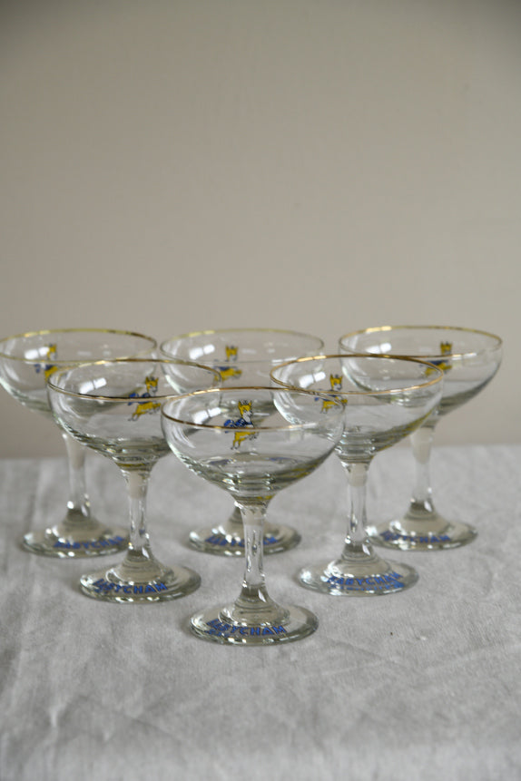 6 Vintage Babycham Glasses