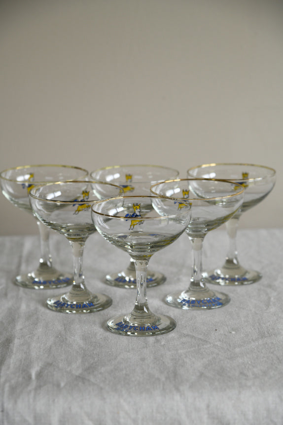 6 Vintage Babycham Glasses