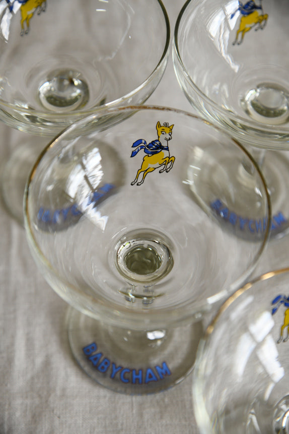 6 Vintage Babycham Glasses