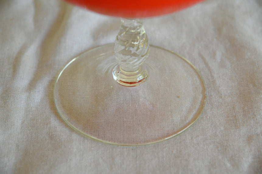 Retro Red Glass Covered Dish