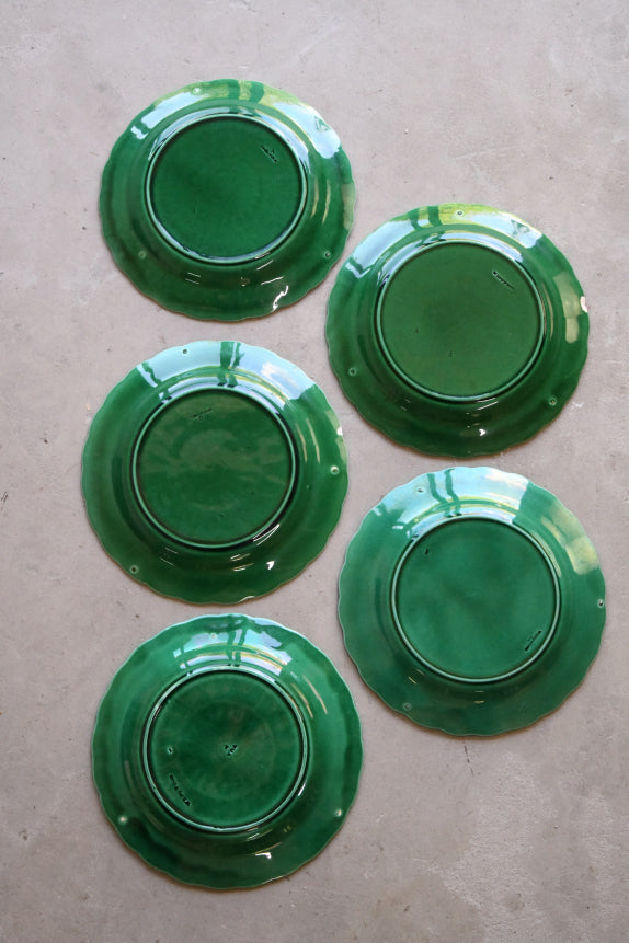 5 Wedgwood Green Sunflower Majolica Plates