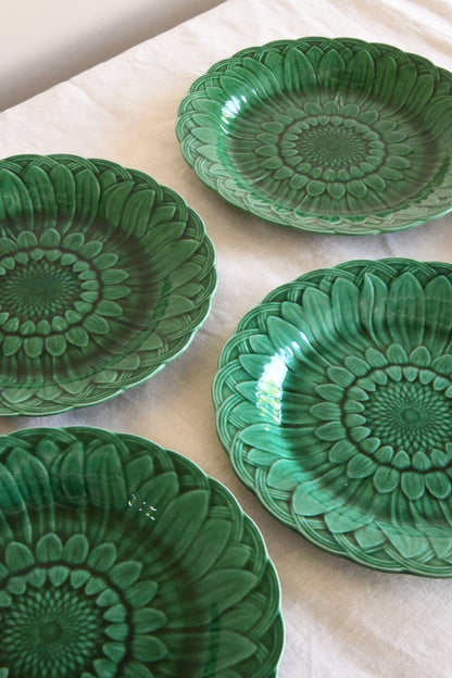 5 Wedgwood Green Sunflower Majolica Plates