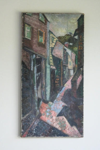 Portloe Abstract Street Scene Painting
