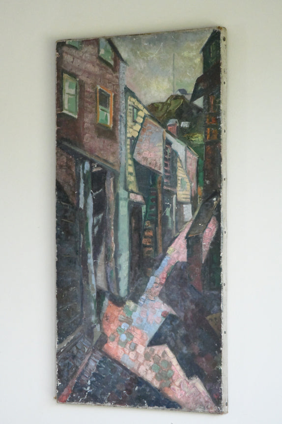 Portloe Abstract Street Scene Painting