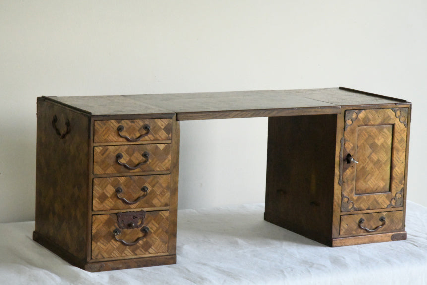 Antique Japanese Meiji Parquetry Scholars Box