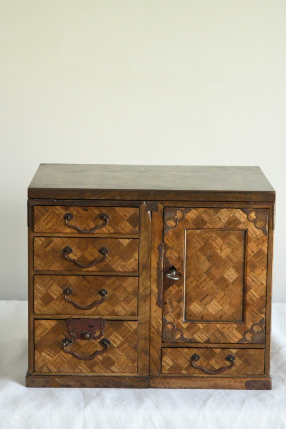 Antique Japanese Meiji Parquetry Scholars Box