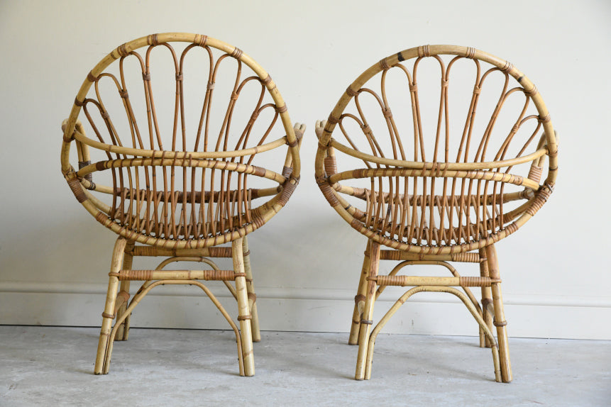 Pair Retro Cane Occasional Chairs
